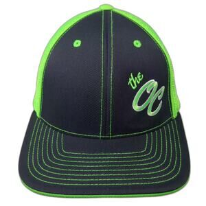 Pacific Headwear Baseball Cap Black Green XL The OC Mesh Stretch Fit Hat Logo